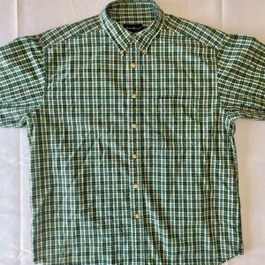 Eddie Bauer Men’s Green Plaid Long‑Sleeve Button‑Down Shirt - L